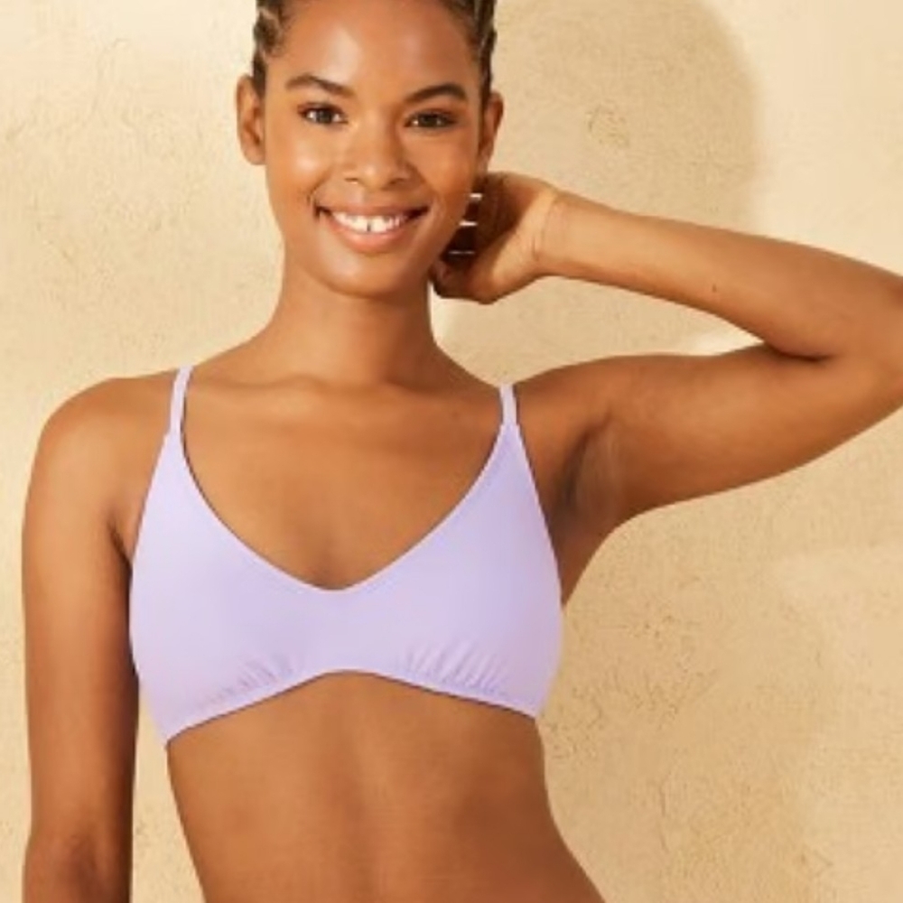 Lavendar-Scoop Front Bralette Bikini Top - Size M